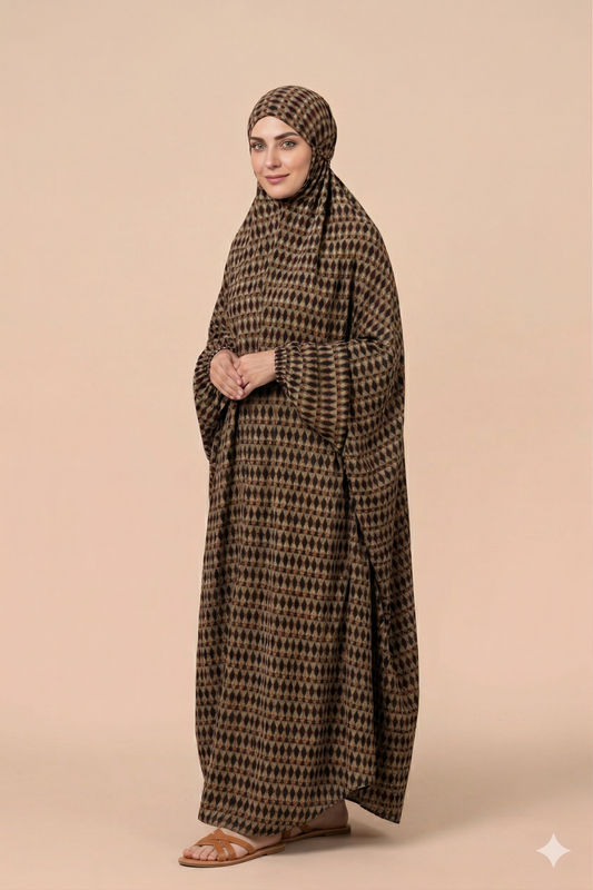 Brownn Floral Namaz Chaddar