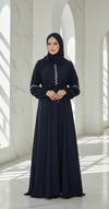 Navy_Blue_Maxi_Abaya_Geometric_Black_White_Detail