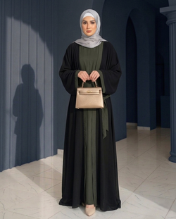 Charcoal Grey & Black Nida Georgette Abaya