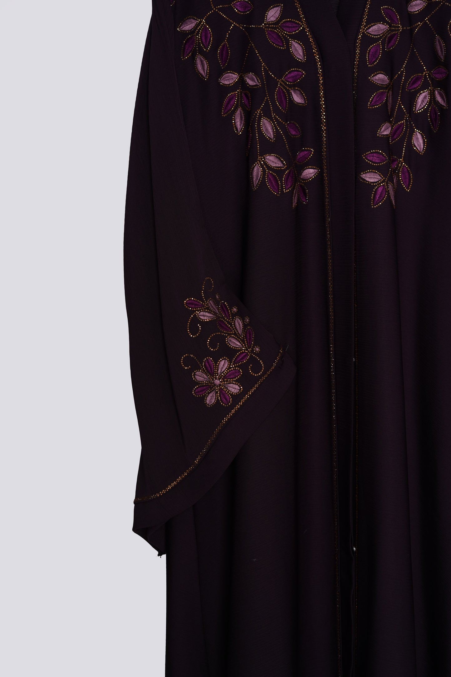 Plum Embroidered Nida Abaya