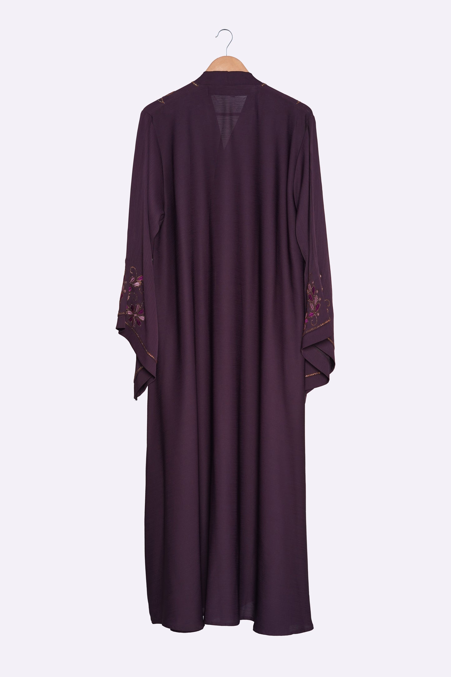 Plum Embroidered Nida Abaya