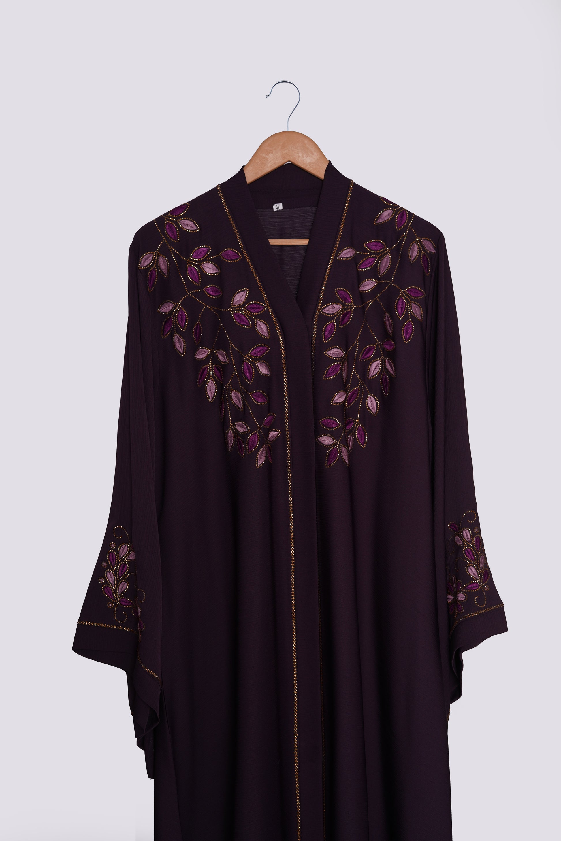Plum Embroidered Nida Abaya