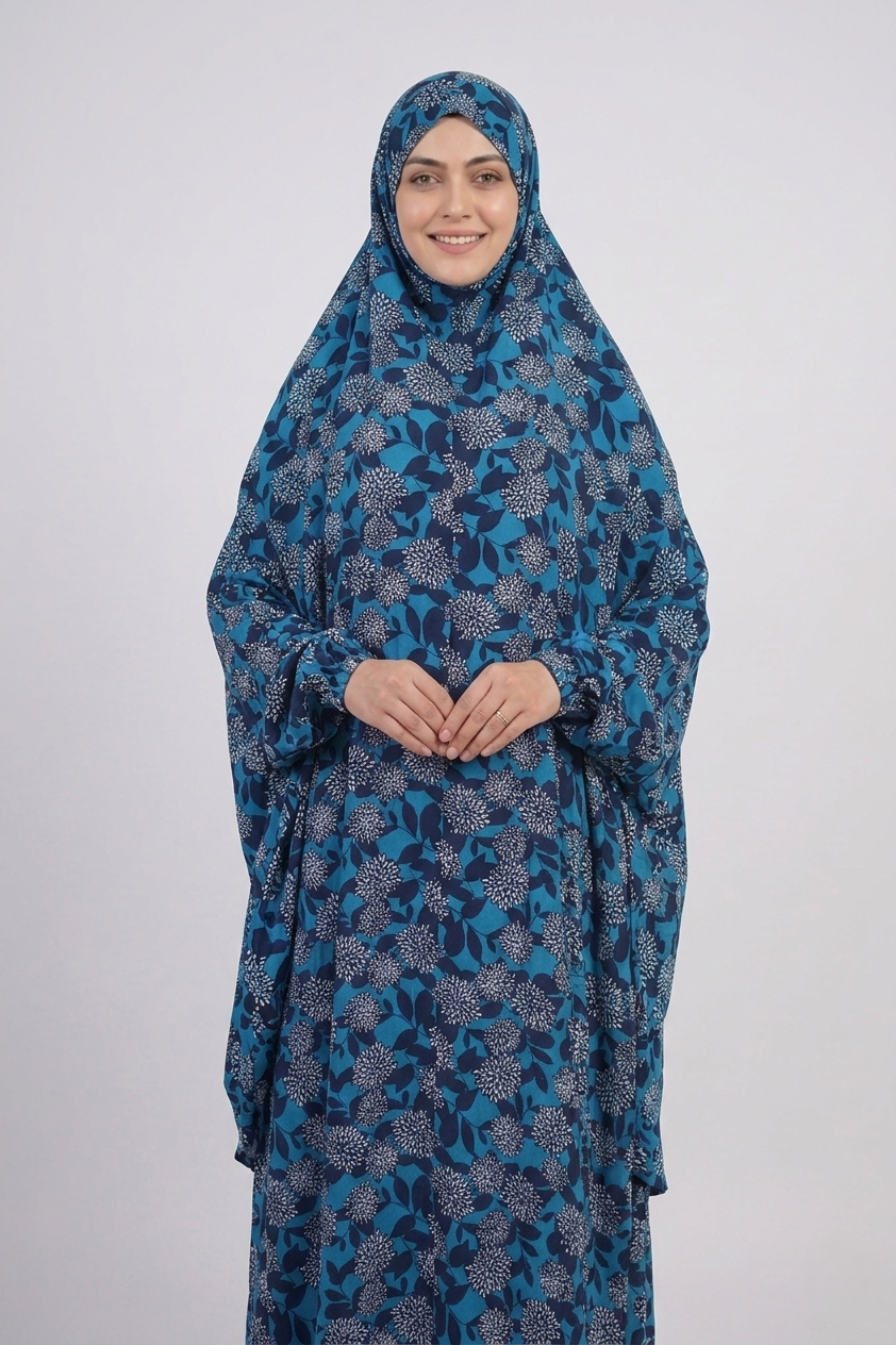 Premium Teal Geometric Mosaic Namaz Chadder