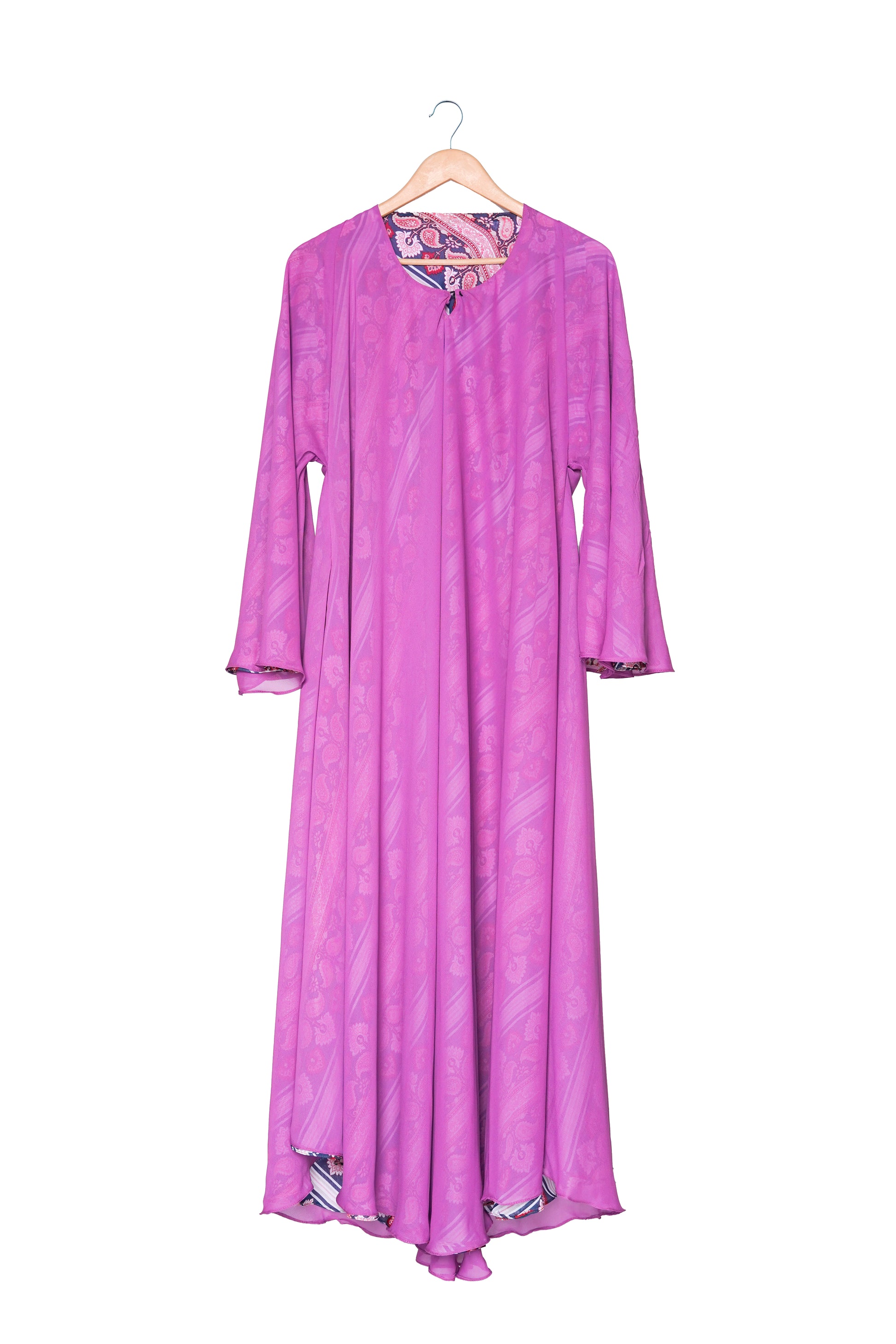  Printed Striped Maxi Abaya