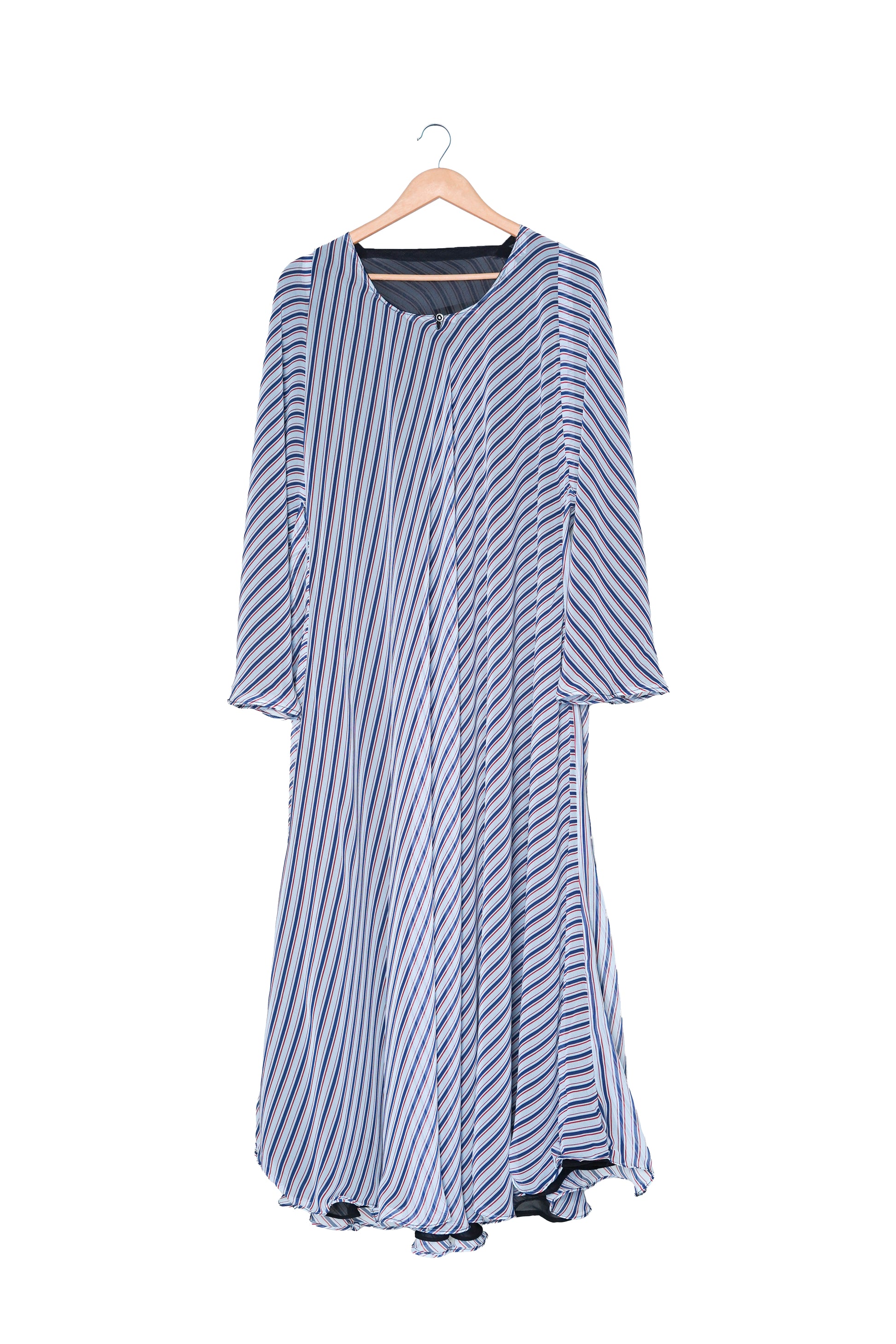 Blue & Red Striped Chiffon Maxi Abaya