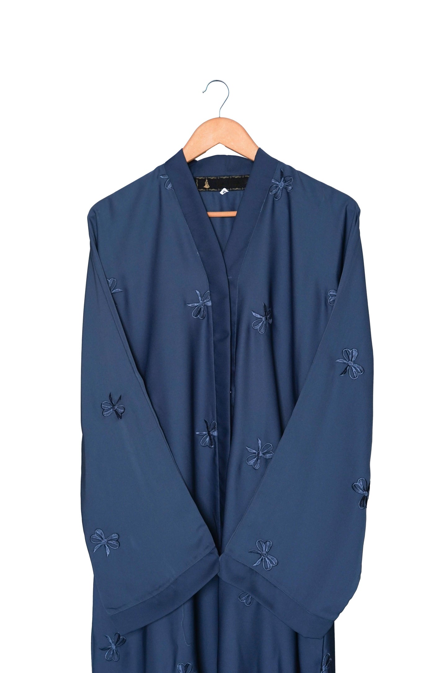 Slate Blue Abaya Floral Embroidery