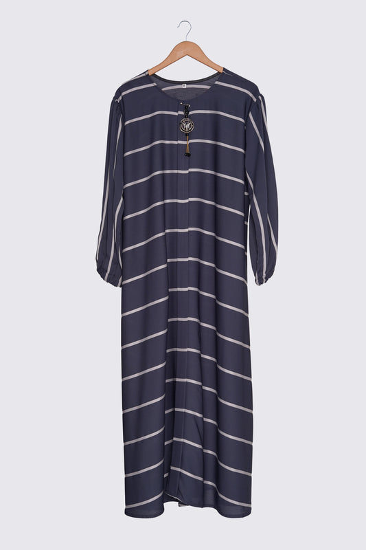Slate Purple Striped Zoom Abaya