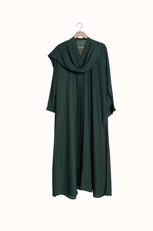 Soft Green Open Abaya with matching Hijab | Essential Drape Kimono Cardigan | Modest Solid Colour Cover-Up (Copy)
