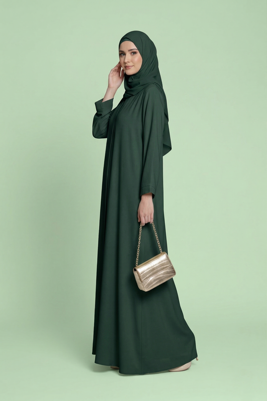 Soft Green Open Abaya with matching Hijab | Essential Drape Kimono Cardigan | Modest Solid Colour Cover-Up (Copy)