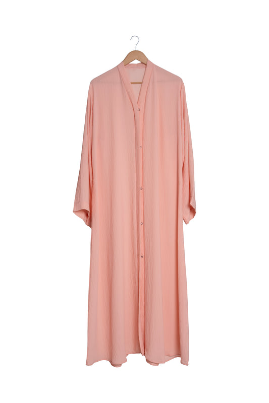 Soft Peach Open Abaya with matching Hijab | Essential Drape Kimono Cardigan | Modest Solid Colour Cover-Up