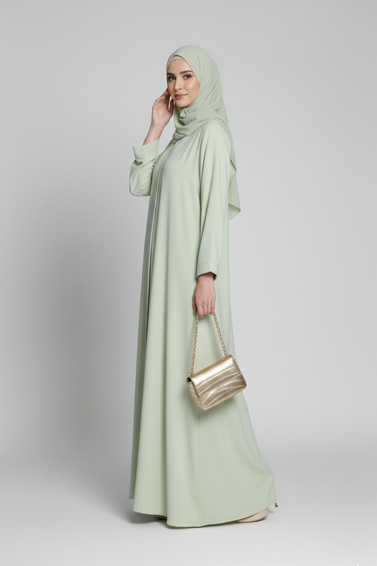 Soft Pistachio Green Open Abaya