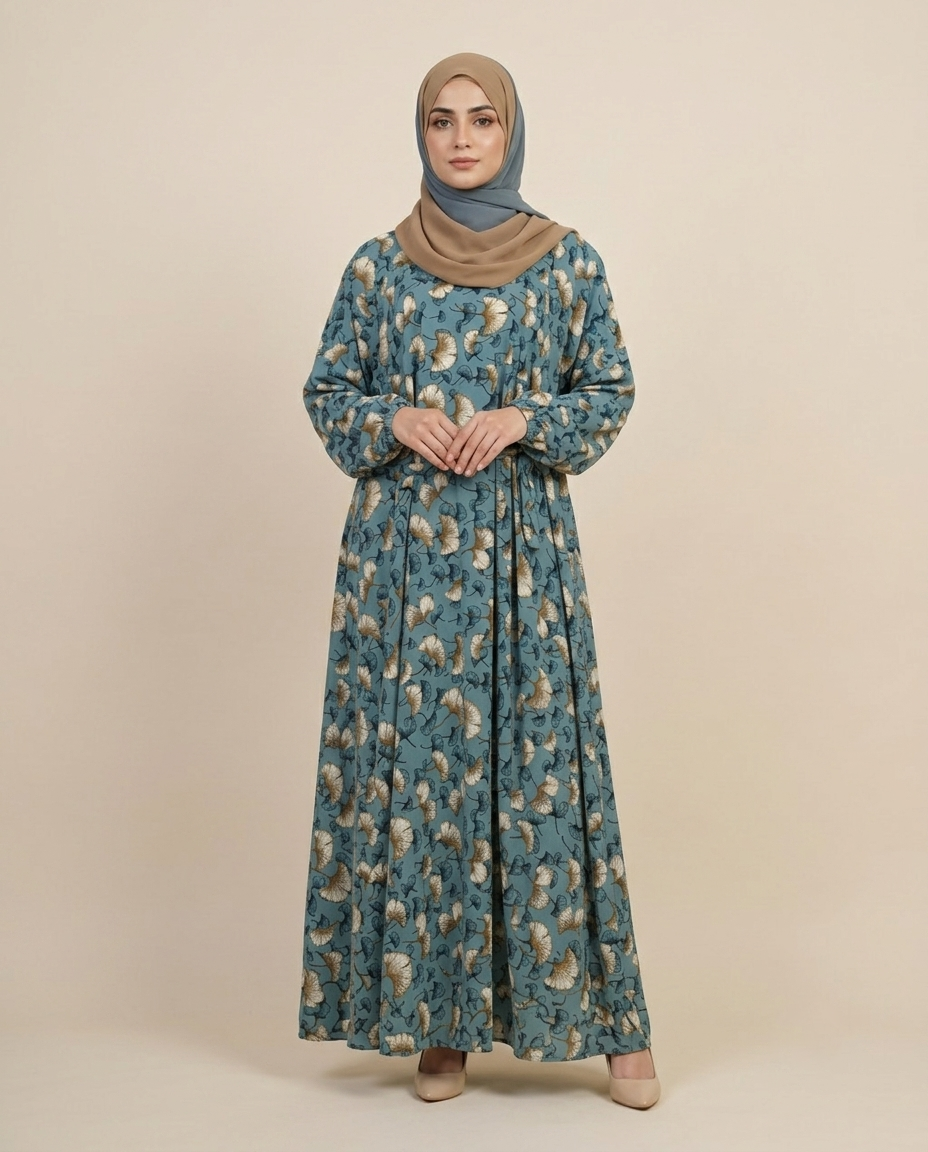 SummerAbayas-Abaya-online-Pakistan-MulaabisAbayas_ocean-blue-printed-abaya-pocket