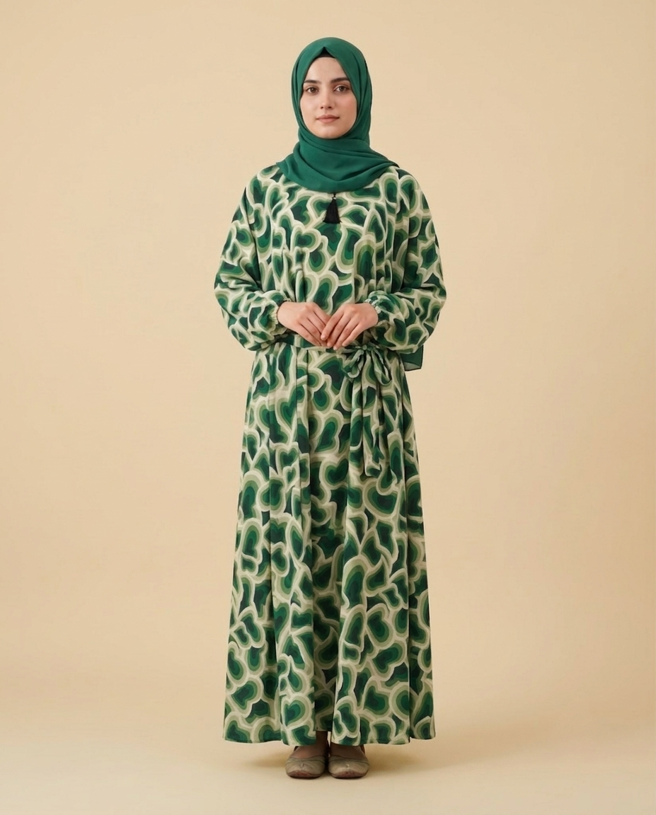 green-hearts-printed-abaya-pocket
