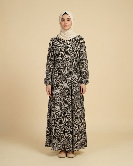 mulaabis-abstract-black-printed-abaya-pockets-front-online-abaya-pakistan