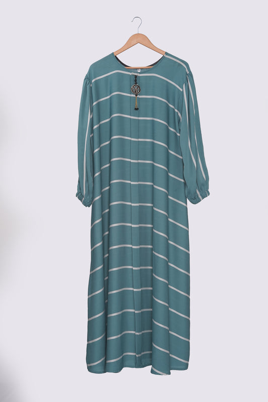 Teal Striped Zoom Abaya