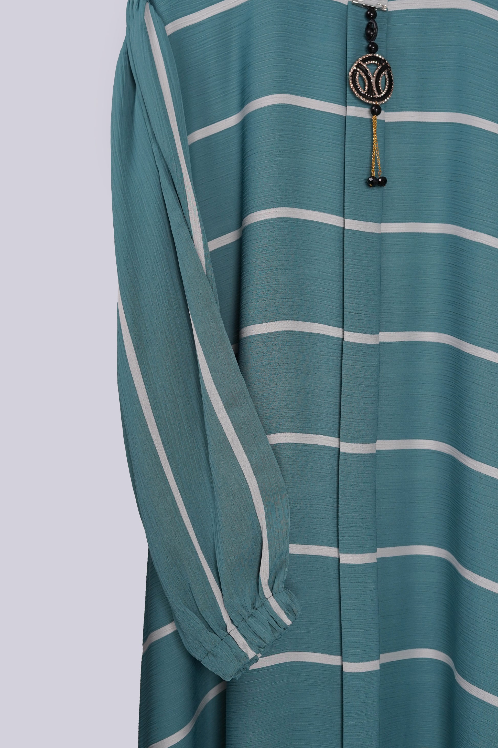 Teal Striped Zoom Abaya