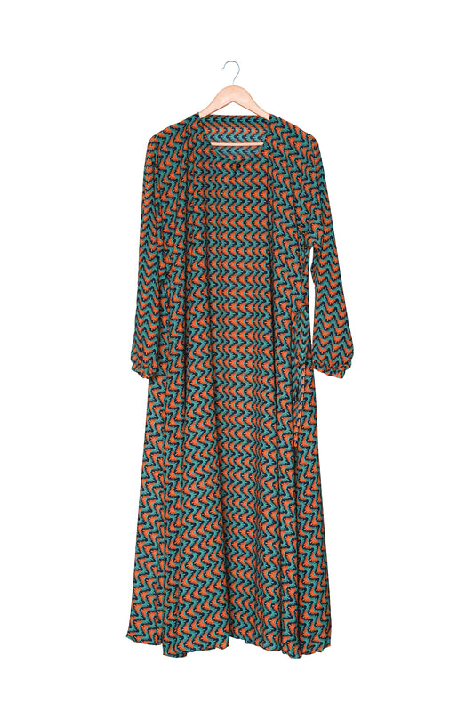 Teal Zig Zag Maxi Abaya