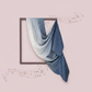 Blue scarf draped over a black frame on a pink background