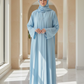 Pastel Blue Umrah Open Abaya with matching hijab