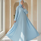 Pastel Blue Umrah Open Abaya with matching hijab