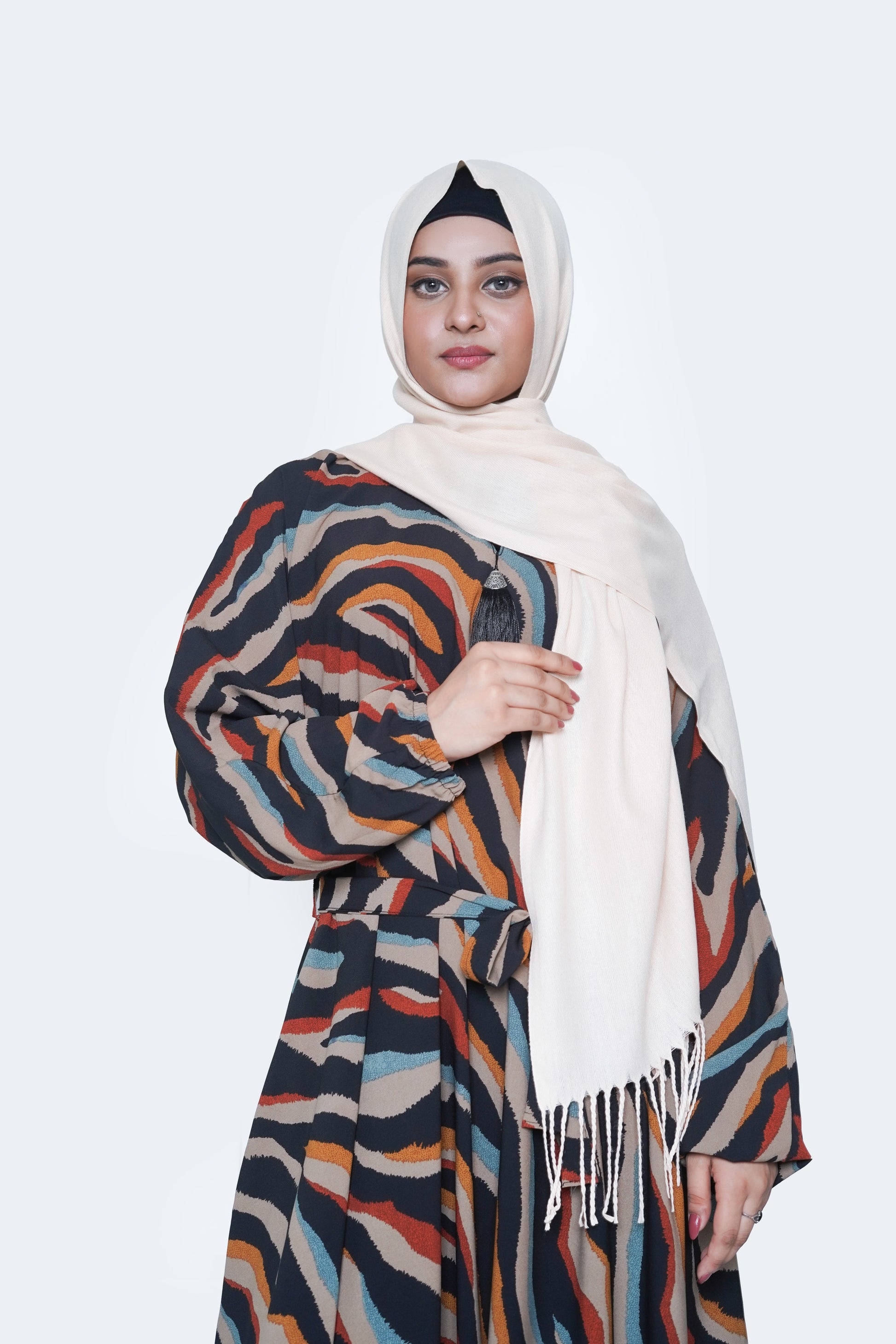 Wave Printed Nida Georgette Abaya 