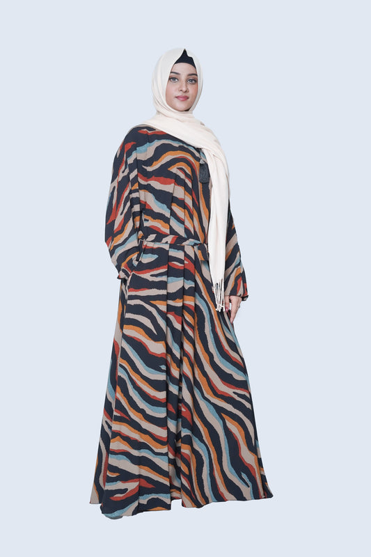 Wave Printed Nida Georgette Abaya 