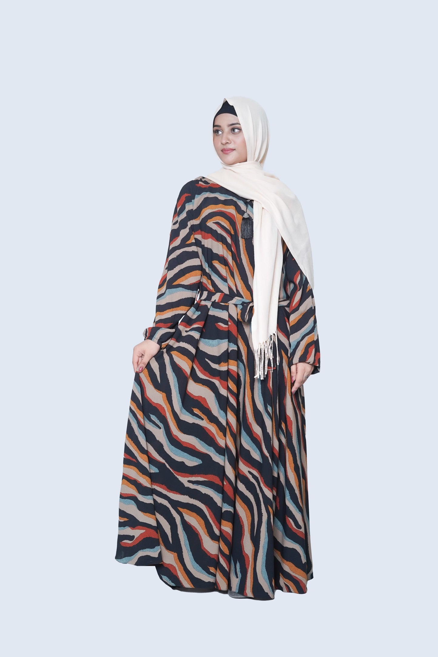 Wave Printed Nida Georgette Abaya 