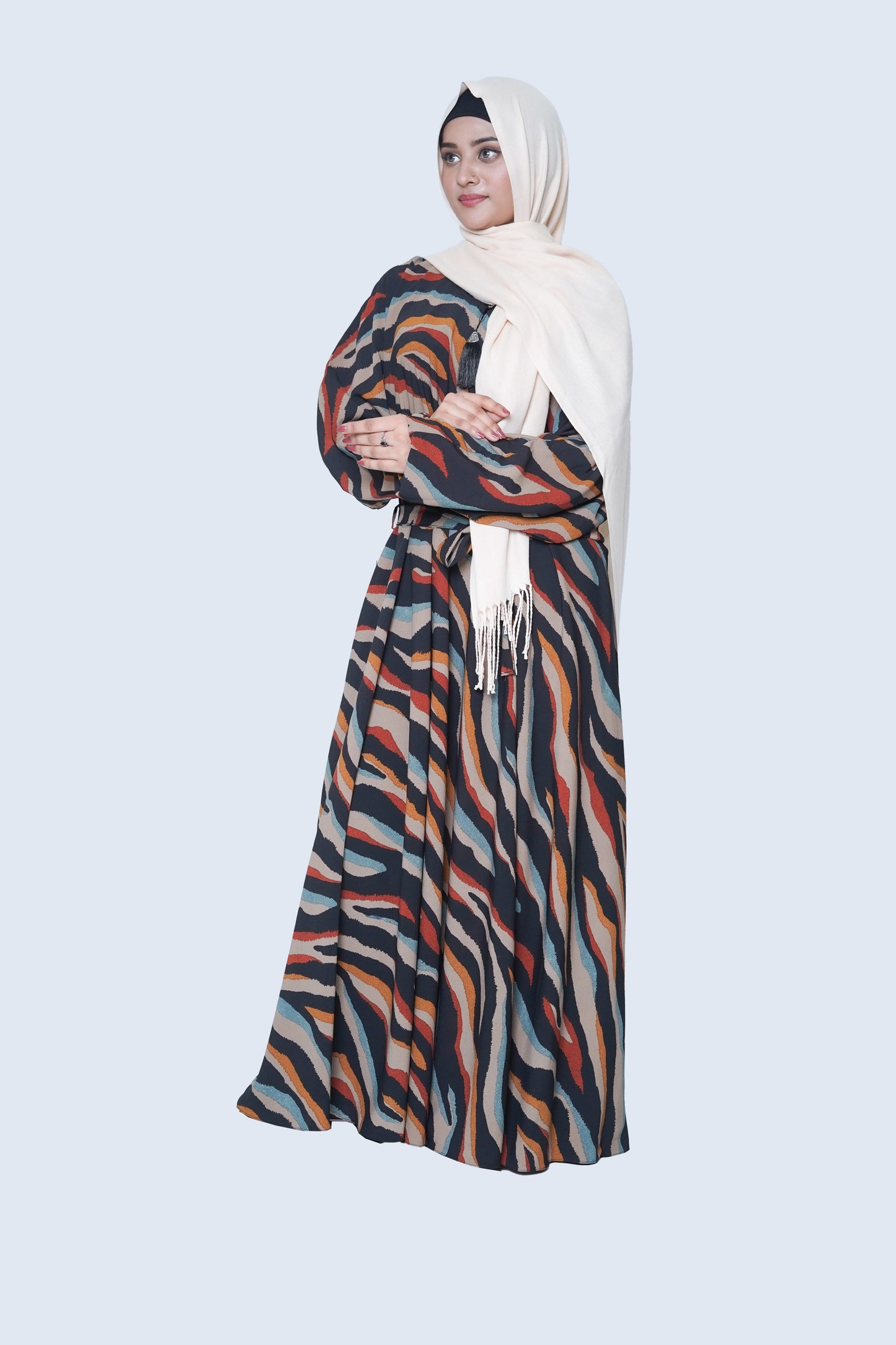 Wave Printed Nida Georgette Abaya 