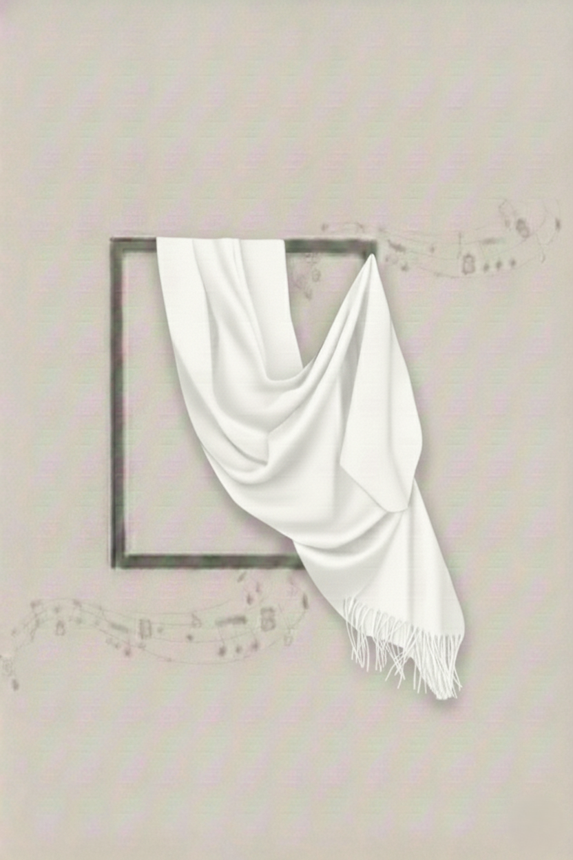White fabric draped over a square frame on a light gray background