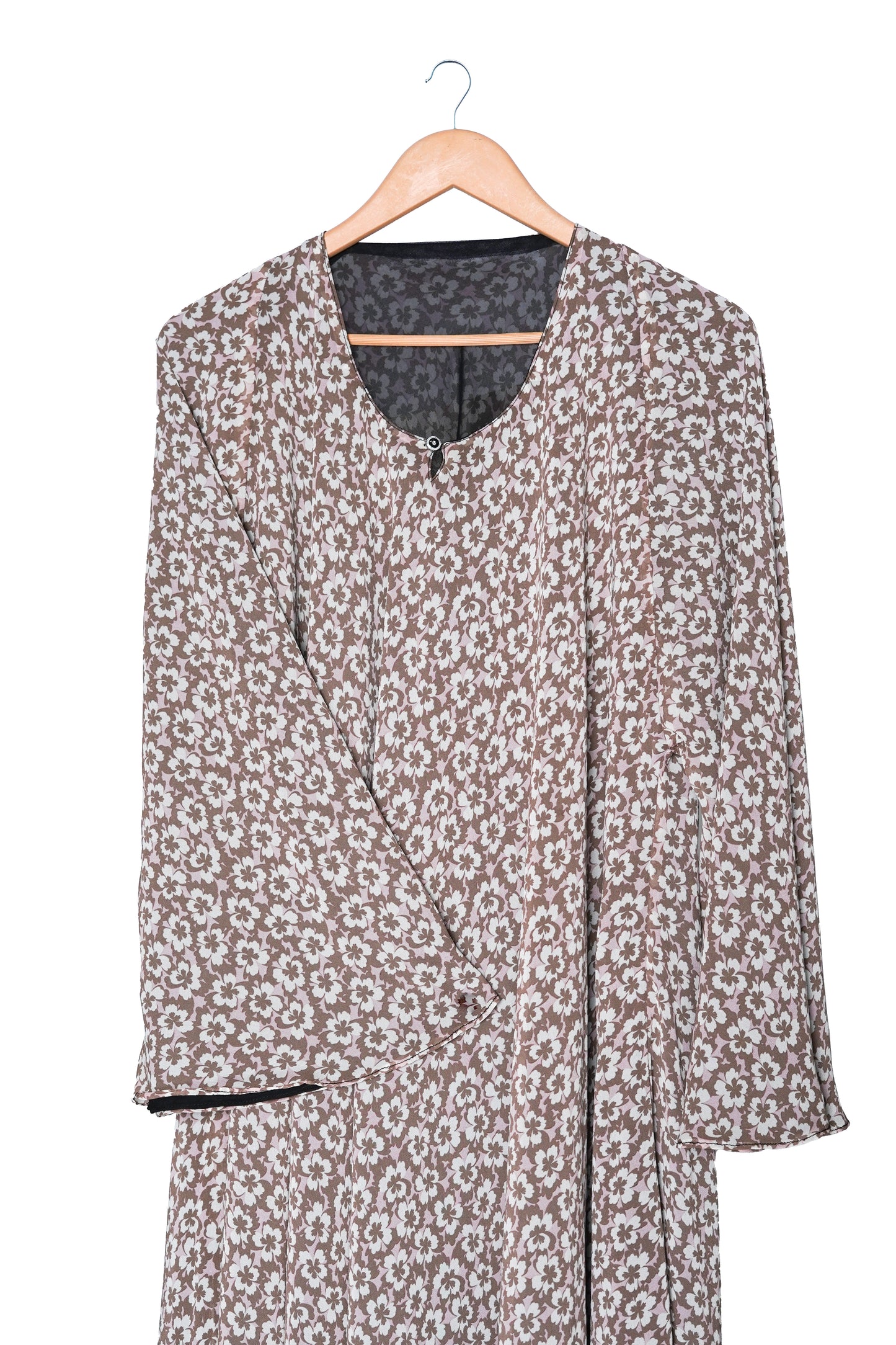 Cream Ditsy Floral Print Abaya