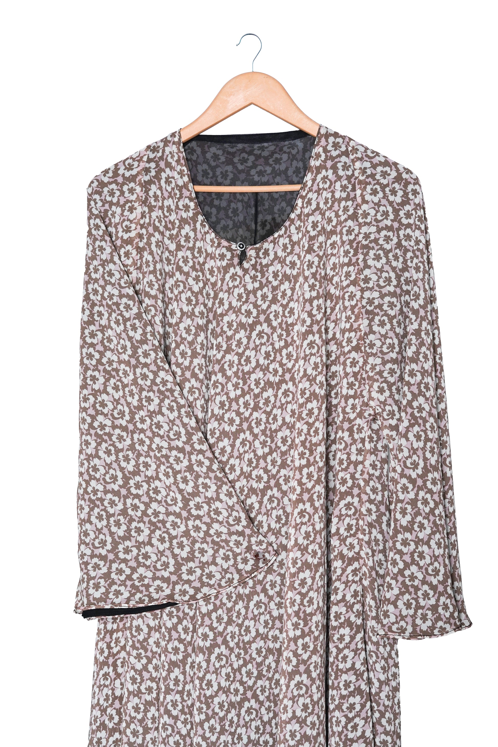 Cream Ditsy Floral Print Abaya