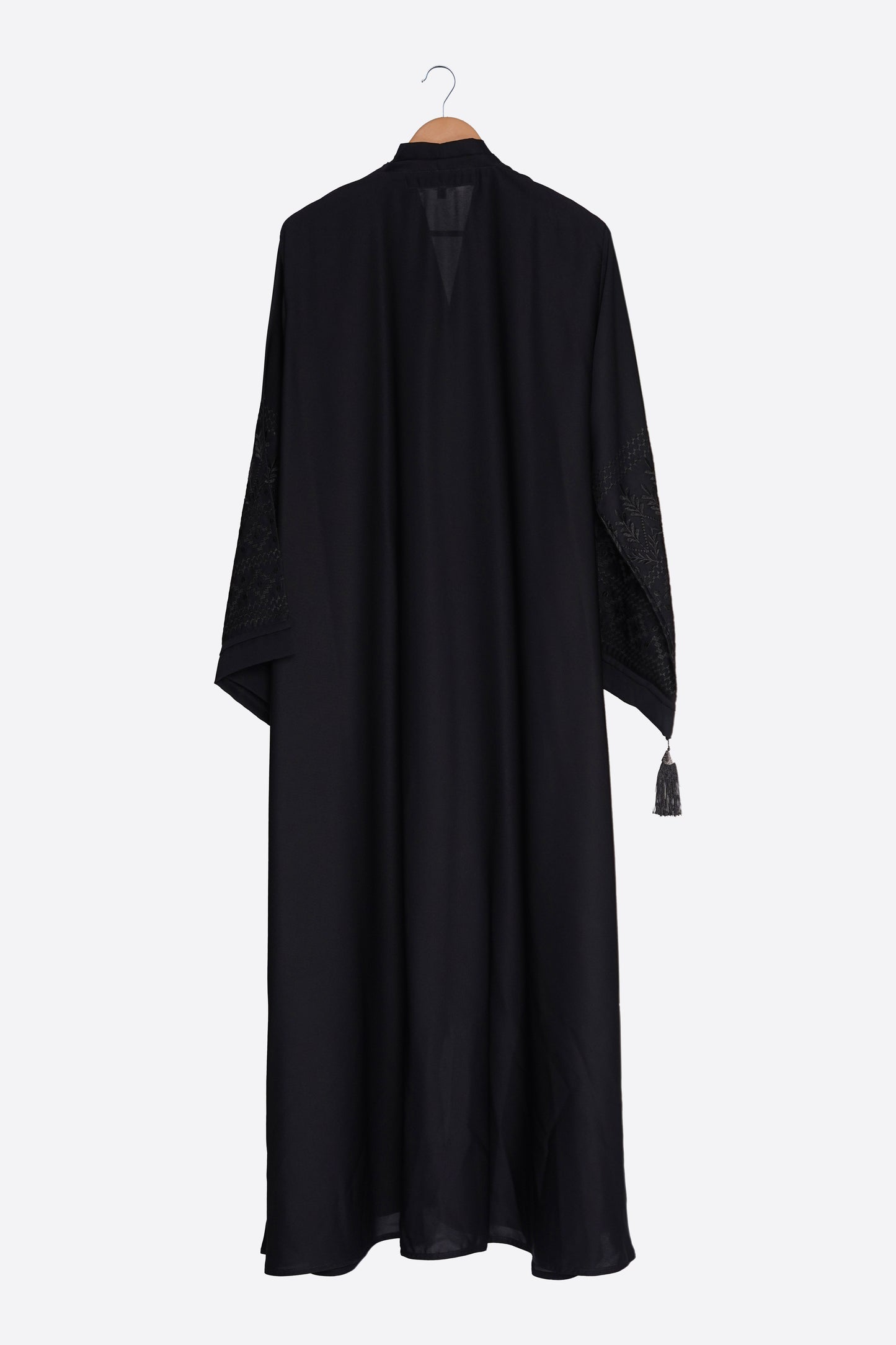 Jet Black Embroidered Nida Abaya