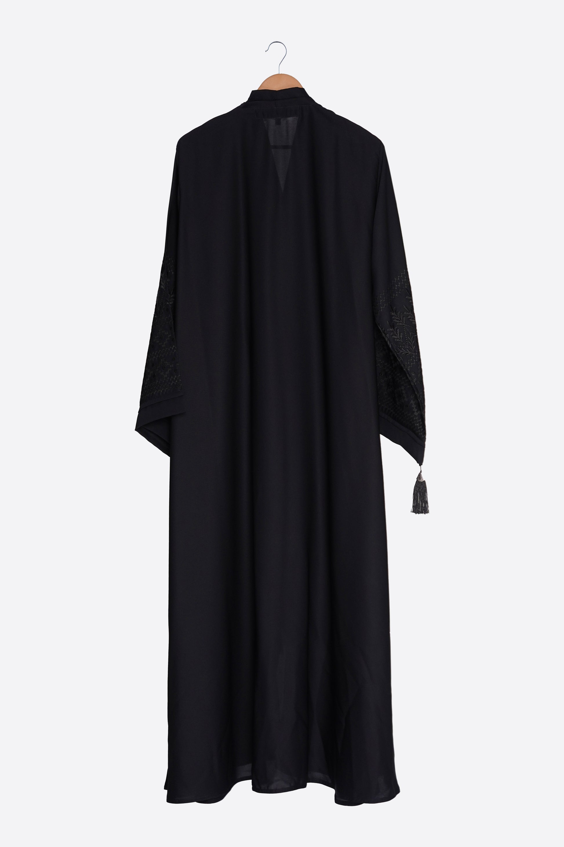 Jet Black Embroidered Nida Abaya