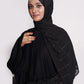 Jet Black Embroidered Nida Abaya