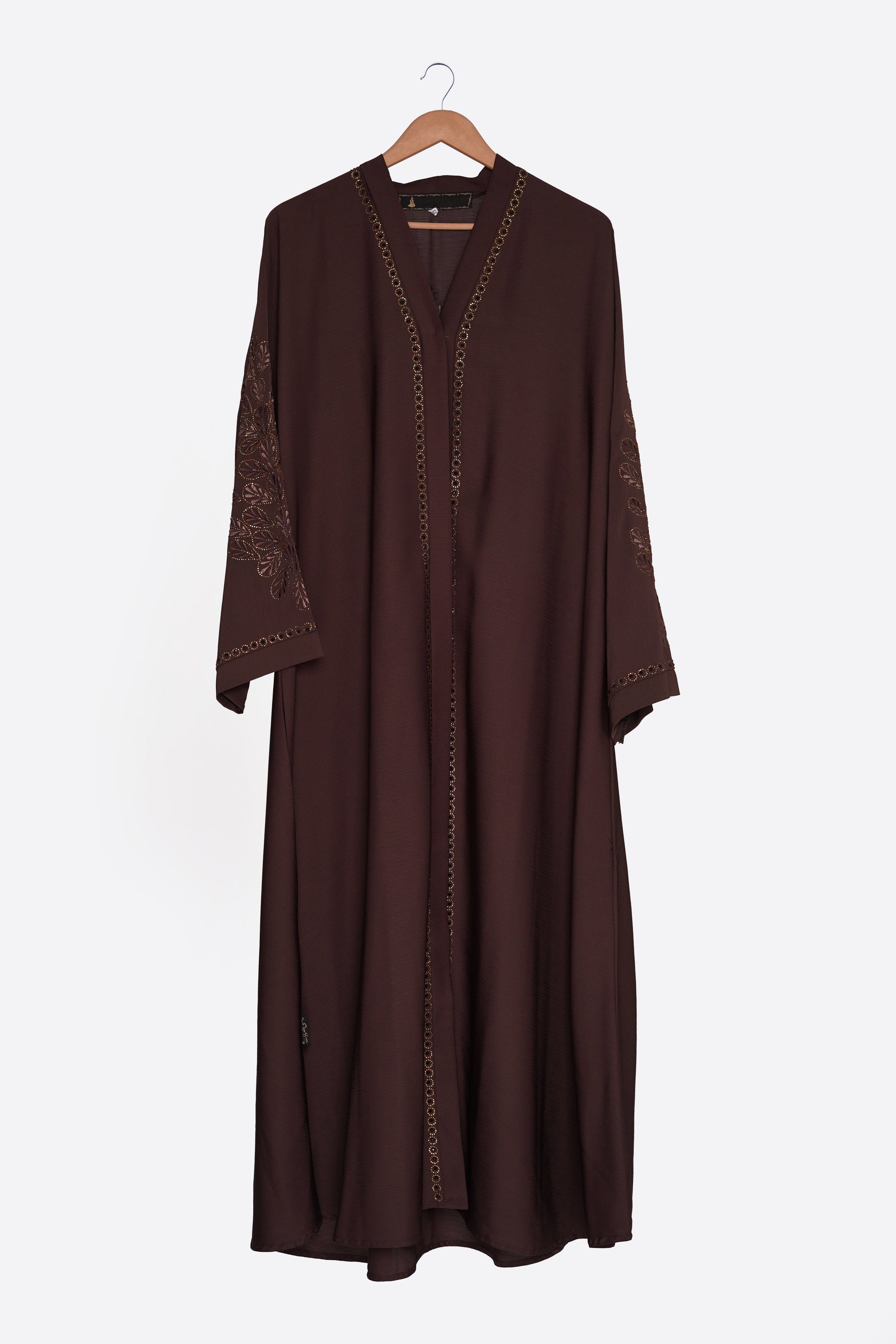 Chocolate Embroidered Zoom Abaya