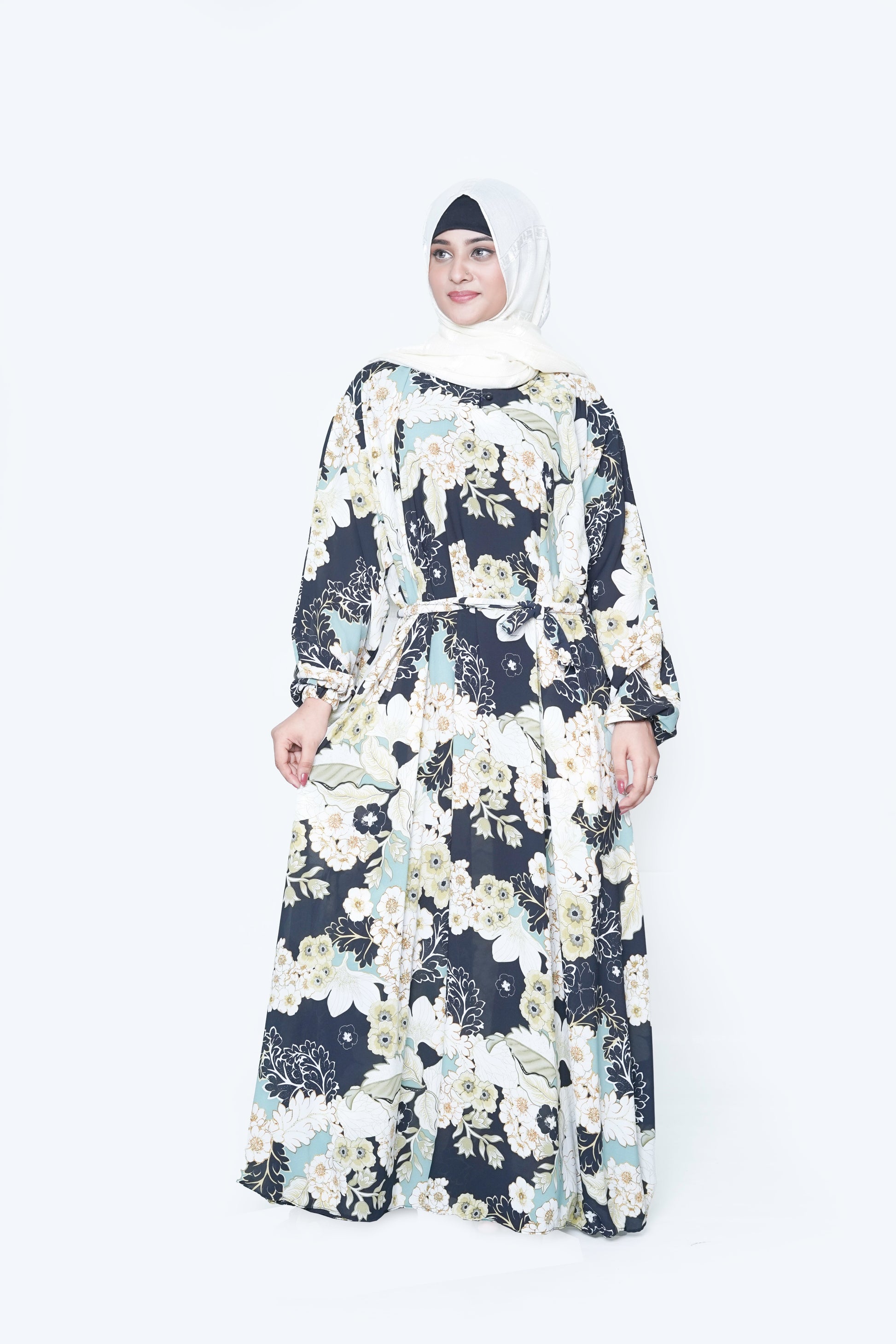 Floral Nida Georgette Abaya