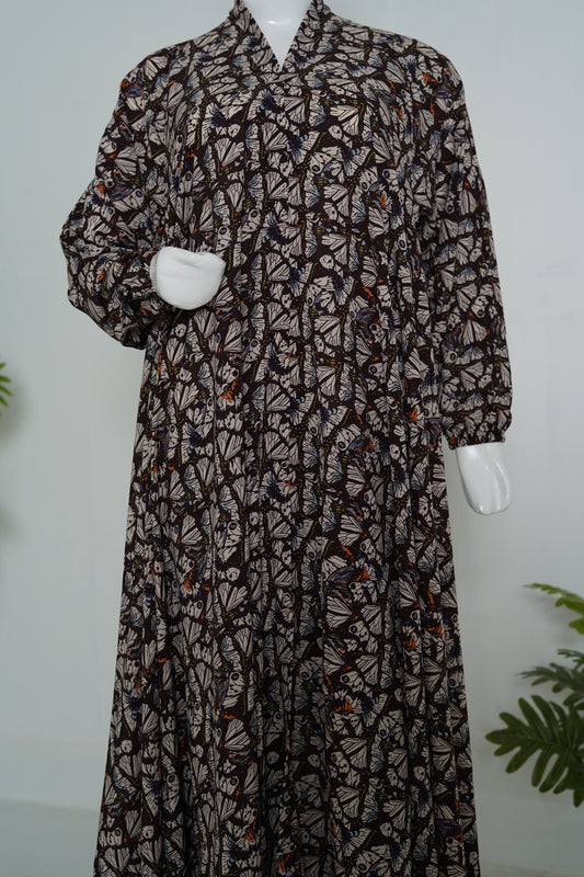 mulaabis-brown-printed-open-abaya-details