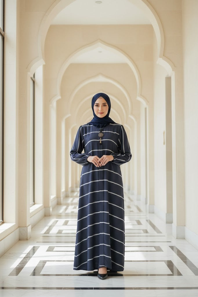 Slate Purple Striped Zoom Abaya